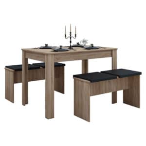 Esal eethoek Eettafel en 2 bankenSonoma eiken decor.