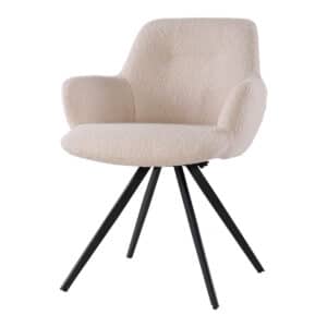 Livingfurn - Eetkamerstoel Doreen Boucle - Beige - 2 stuks