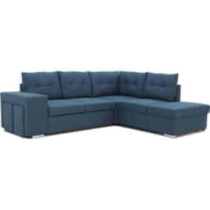 MITCHELL 4-5 zits omkeerbare converteerbare hoekbank - Blauwe stof - Opbergdoos - B 245 x D 205 x H 93 cm