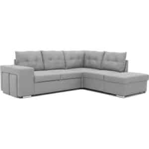 MITCHELL omkeerbare 4-5 zits converteerbare hoekbank - Grijze stof - Opbergdoos - B 245 x D 205 x H 93 cm