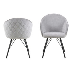 Missy eetkamerstoel lichtgrijs, zwart metaal.