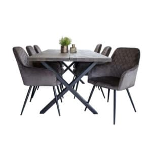 Moss eethoek , 1 eettafel en 6 stoelen mushroom en eik.