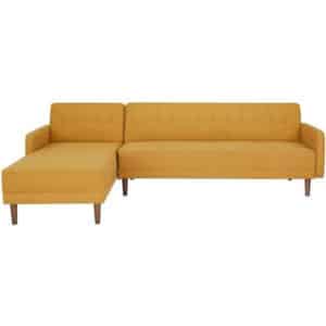 Omkeerbare 3-zits converteerbare hoekbank - Mosterdgele stof - Houten poten - L 286 x D 169 x H 80 cm - IMANIA