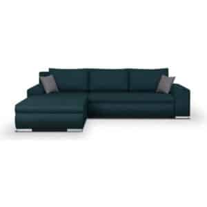 Omkeerbare converteerbare hoekbank + opbergdoos - Blauwe stof - L 289 x D 94/188 x H 88 cm - INDIAN