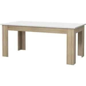PILVI Eettafel - 8 personen - Wit en Sonoma eiken - L 180 x W 90 x H 75 cm