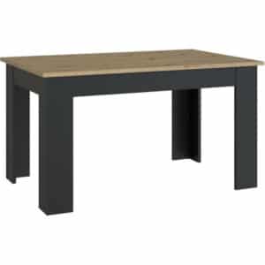 PILVI Eettafel - Eigentijdse stijl - Melaminedeeltjes - Eiken en zwart decor - 4/6 personen - L 140 x D 77 x H 90 cm