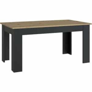 PILVI Enkele Eettafel - Eigentijdse stijl - Melaminedeeltjes - Eiken en zwart decor - 6 personen - L160 x D77,3 x H90 cm