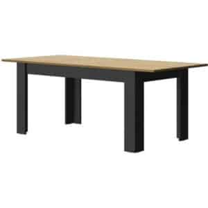 Rechthoekige eettafel + verlengstuk - Eiken en zwart decor - L 200 x D 90 x H 77 cm - MANCHESTER