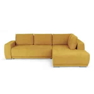 Rechts converteerbare hoekbank - Gele stof - L 280 x D 204 x H 66 cm - BOLERO