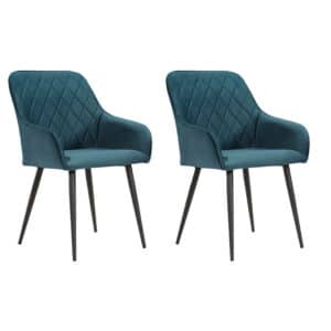 Soof&Tess - Set van 2 - Bergamo Eetkamerstoel - Groen - Fluweel - Velvet Met armleuning - Easy Clean Stoffen