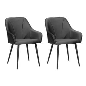 Soof&Tess - Set van 2 -Genoa Eetkamerstoel - Zwart- Fluweel - Velvet Met armleuning - Easy Clean Stoffen