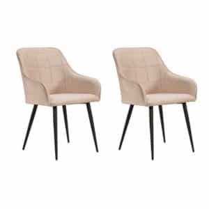 Soof&Tess - Set van 2 - Varese Eetkamerstoel - Beige - Fluweel - Velvet - Industrieel - Easy Clean Stoffen