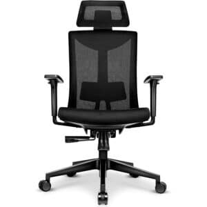 TRESKO Ergonomische bureaustoel BS201 draaistoel met verstelbare lendensteun bureaustoel met hoofdsteun armleunin...
