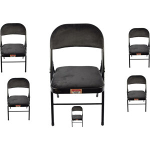 Velvet Eetkamerstoel 6 st inklapbaar met stalen frame Zwart