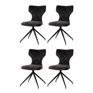 WAYS. - Elegante eetkamerstoelen - Grijs - Verfijnd en hedendaags design - Stevige metalen vierpoot - 4 stuks