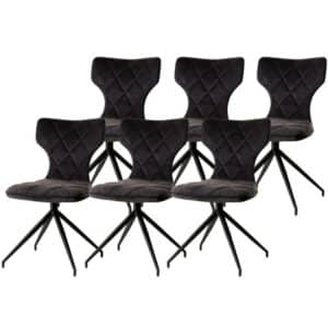 WAYS. - Elegante eetkamerstoelen - Grijs - Verfijnd en hedendaags design - Stevige metalen vierpoot - 6 stuks