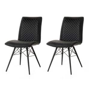 WAYS. - Industriële eetkamerstoelen - Donker grijs - Stevig en fris design - Metalen poten - 2 stuks