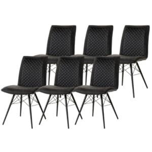 WAYS. - Industriële eetkamerstoelen - Donker grijs - Stevig en fris design - Metalen poten - 6 stuks