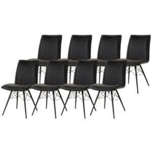 WAYS. - Industriële eetkamerstoelen - Donker grijs - Stevig en fris design - Metalen poten - 8 stuks