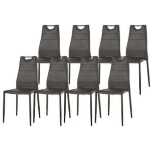 WAYS. - Kunstleren klassieke eetkamerstoelen - Zwart - Landelijke stijl - Houten poten - 8 stuks