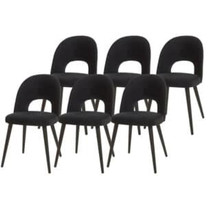 WAYS. - Matstoffen eetkamerstoelen - Zwart - Elegant design - Houten poten - 6 stuks