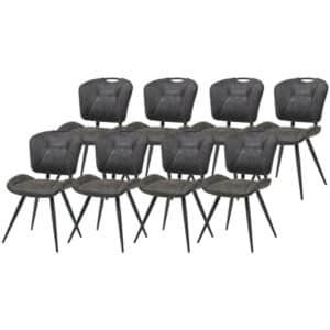 WAYS. - Moderne Matstoffen eetkamerstoelen - Grijs - Met handige rug hendel - Houten poten - 8 stuks