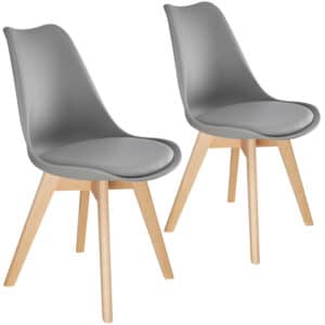 tectake - 2 eetkamerstoelen Friederike - grijs - 403812