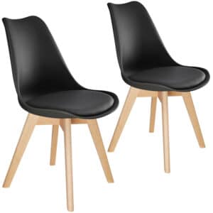 tectake - 2 eetkamerstoelen Friederike - zwart - 403811