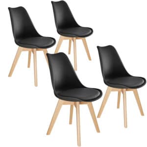 tectake - 4 eetkamerstoelen Friederike - zwart - 403814