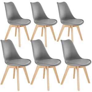 tectake - 6 eetkamerstoelen Friederike - grijs - 403818