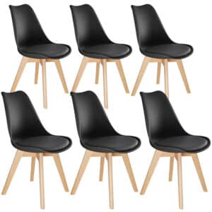 tectake - 6 eetkamerstoelen Friederike - zwart - 403817