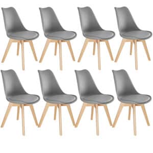 tectake - 8 eetkamerstoelen Friederike - grijs - 403987