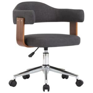 vidaXL Eetkamerstoel draaibaar gebogen hout en stof grijs