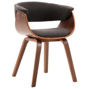vidaXL Eetkamerstoel gebogen hout en stof grijs