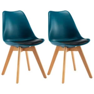 vidaXL Eetkamerstoelen 2 st turquoise en zwart