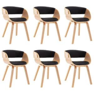 vidaXL Eetkamerstoelen 6 st gebogen hout en kunstleer zwart