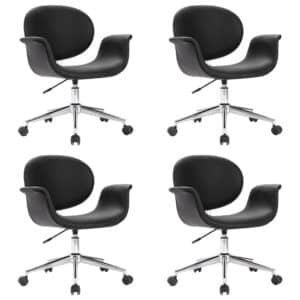 vidaXL Eetkamerstoelen draaibaar 4 st kunstleer zwart