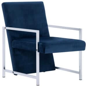 vidaXL Fauteuil met chromen poten fluweel blauw